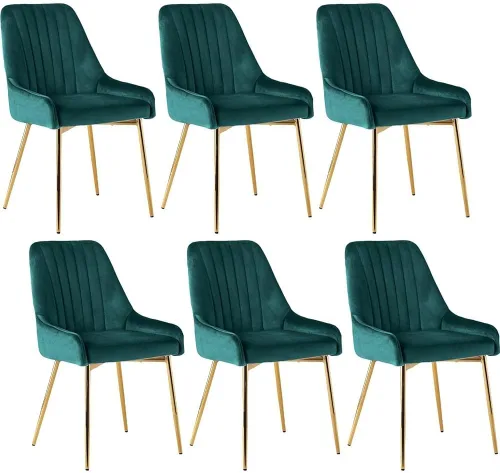 Vista 16 de Juego de 4 sillas de comedor de terciopelo negro, modernas sillas de cocina