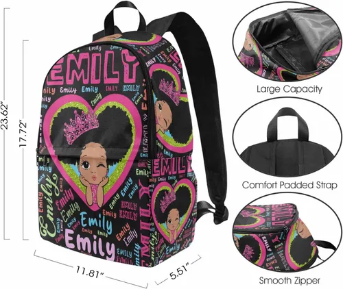 Vista 5 de Mochila con nombre personalizado para niños, bolsa de almuerzo personalizada con monograma de corazones de ensueño, bolsa de almuerzo con nombre