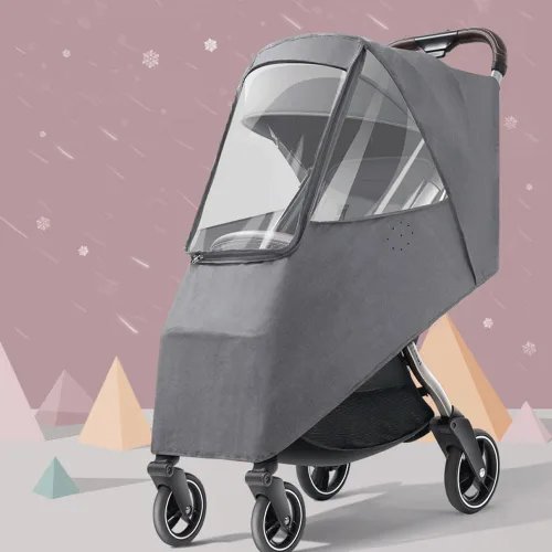 Vista 9 de Protector contra el Clima Frío para Cochecito de Bebé Escudo de Invierno Universal Resistente al Viento Cubierta de Lluvia para Cochecito Protección