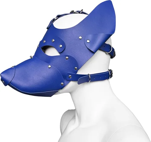 Vista 10 de Máscara de piel para cachorros con tachuelas y orejas para Halloween y Navidad Negro
