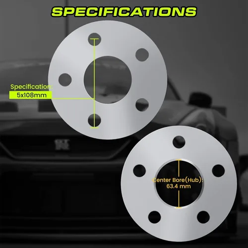 Vista 2 de Espaciadores de rueda centrados de 0.197 in de 5 x 108 (5 x 4.25) compatibles con Ford Mustang Mach-E Edge Maverick, compatible con Land Rover LR2