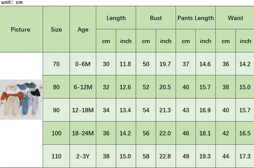 Vista 7 de Fumilery Conjunto de 2 piezas de sudadera de manga larga con bloques de color y pantalones con cordón para bebé