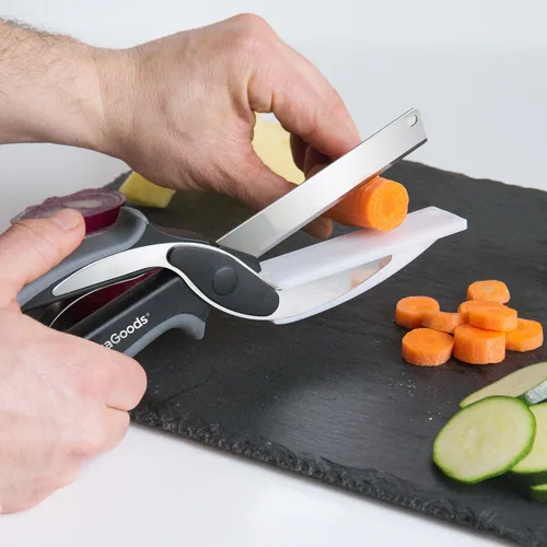 Vista 2 de Cuchillo-Tijera con Mini Tabla de Cortar Integrada Scible InnovaGoods
