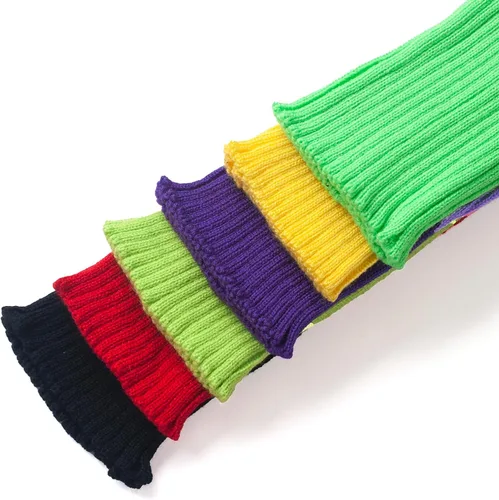 Vista 6 de Calentadores de piernas para niños y niñas, calcetines de pierna de punto neón acanalado, calentadores de piernas para bebés, calentadores de brazos