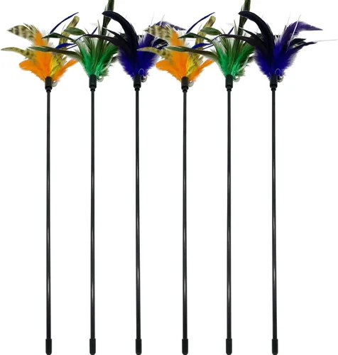 Vista 7 de CATENAS - 6 juguetes de plumas para gatos, varita interactiva para gatos
