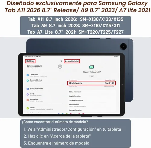 Vista 2 de AVAWO Funda infantil para Samsung Galaxy Tab A11 de 8.7 pulgadas 2026/A9 de 8.7 pulgadas 2023, con correa, soporte de mango ligero a prueba de Negro