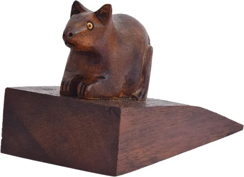 Vista 2 de Tapón de madera para puerta, decoración del hogar, festival de Navidad, Año Nuevo, decoración y regalo, forma de ratón (forma de ratón)