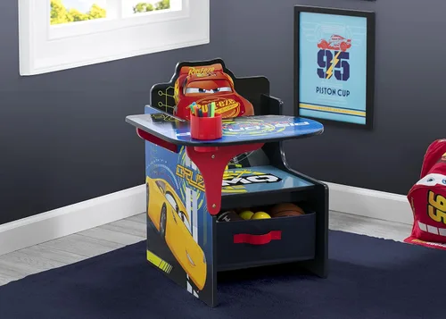Vista 2 de Delta Children - Escritorio con silla y compartimento de almacenamiento, Cars Disney/Pixar