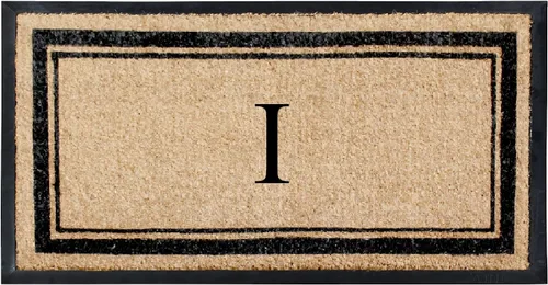 Vista 23 de A1 Home Collections Felpudo con monograma de fibra de coco natural y goma, resistente y antidesprendimiento, tapete de entrada grueso y duradero, C