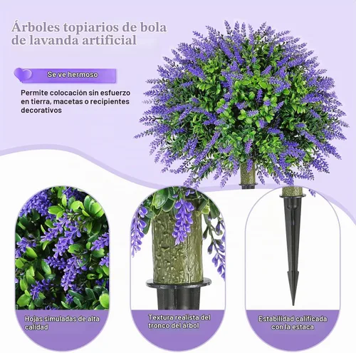 Vista 5 de Juego de 2 arbustos artificiales de boj de Navidad, plantas artificiales de exterior resistentes a los rayos UV de 20 pulgadas con picos de tierra 2