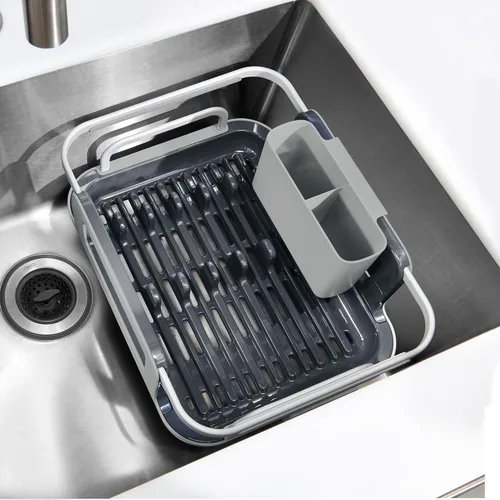 Vista 7 de OXO Good Grips Escurridor de Platos Extensible de Aluminio Sobre el Fregadero para Secar
