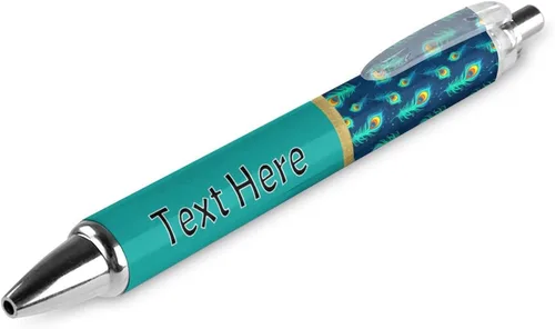 Vista 25 de Bolígrafos personalizados con estampado de leopardo negro y azul con punta de lápiz capacitivo, bolígrafos grabados personalizados con nombre