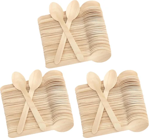 Vista 10 de LotFancy Mini Cucharas de Madera, Paquete de 100, 4 Pulgadas de Largo, Cucharas Desechables de Degustación y Muestreo, Cucharas Degustadoras