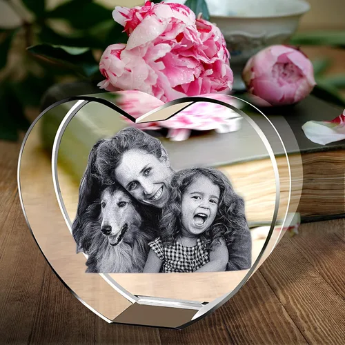 Vista 7 de Bivei Foto de cristal 3D con tus propias fotos para él, imagen grabada con láser 3D personalizada en cristal para parejas, decoración conmemorativa