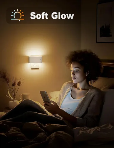 Vista 9 de JandCase Luces nocturnas LED enchufables a la pared, luz nocturna con sensor de luz del atardecer al amanecer, luz nocturna regulable enchufable
