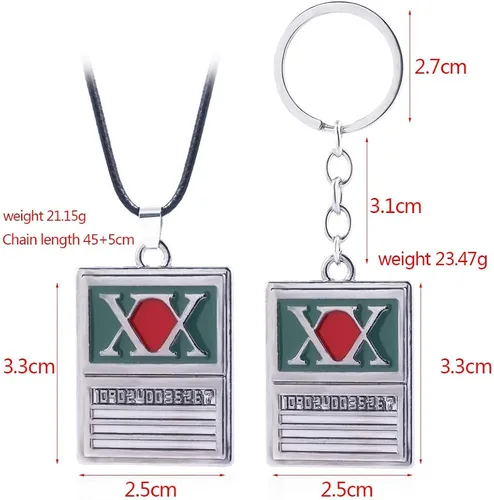 Vista 2 de HxH Hunter License Keychain - Hunter Killua GON Anime Key Chain - Halloween Cosplay Gifts for Kids Girls Teens Women Men