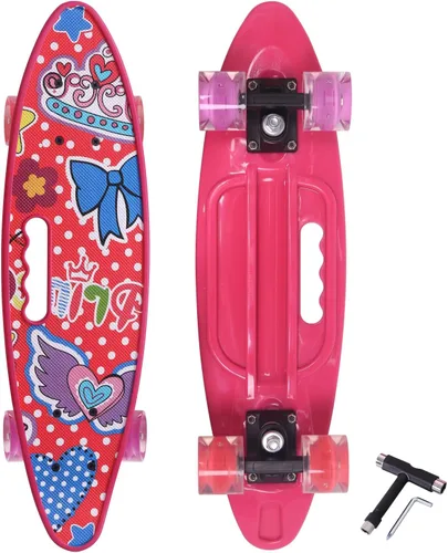Vista 8 de Nattork Patinetas 22 Pulgadas Mini Cruiser Patineta Completa Tablas Retro con Ruedas de Luces Coloridas para Niños, Niñas, Chicos, Principiantes