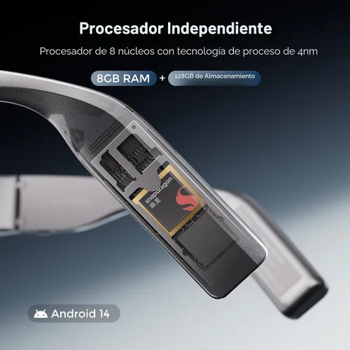 Vista 4 de inmo AIR3 - Lentes inteligentes AR con pantalla microOLED de 1080P, 36° FOV, pantalla virtual de 150 pulgadas, procesador incorporado, asistente