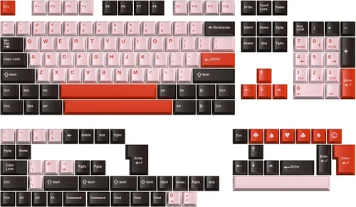 Vista 22 de Owpkeenthy Teclas de carbono retro perfil SA de 150 teclas personalizadas de ABS Doubleshot Juego de teclas con barra espaciadora dividida