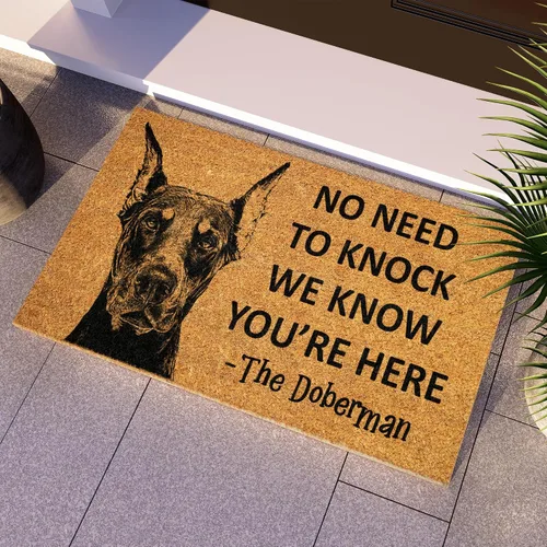 Vista 3 de Felpudo Doberman - Felpudo divertido con la bienvenida de los Dobermans enojados