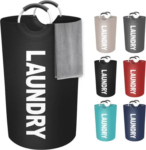Vista 19 de StorageRight Cesta de Ropa Sucia Grande de 75L, Cesto de Ropa Sucia, Cesto de Ropa Sucia para Lavandería, Plegable, Cestas de Ropa Sucia Negro