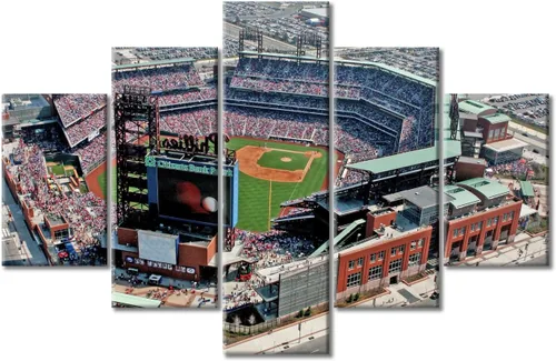 Vista 60 de Busch Stadium Baseball Home Decor St. Louis, Missouri Cityscape - Pósteres e impresiones artísticas de pared de 5 piezas de estadios de béisbol