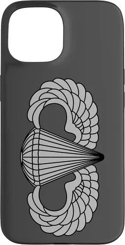 Vista 5 de Insignia básica de paracaidista para iPhone 14, alas de salto aerotransportadas, funda gris