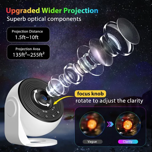 Vista 5 de Proyector Galaxy para dormitorio versión Pro, proyector de estrella de disco de película mejorado para niños, proyector de planetario 12 en 1