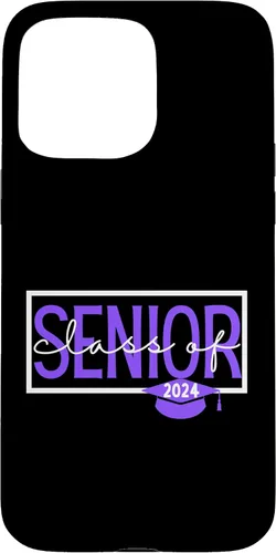 Vista 28 de iPhone 16 Seniors Class of 2024 Colors Purple and White Case
