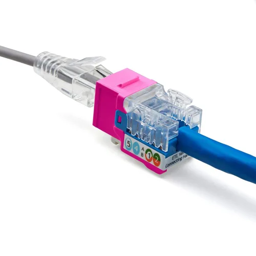 Vista 48 de TRUE CABLE Conector Keystone Cat5e, sin blindaje (UTP), perforado de 90 grados, PoE++ (4PPoE) 100W, certificación UL, verificado ETL, certificado