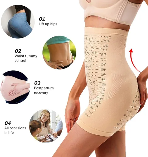 Vista 6 de Women Shapewear Shorts Tummy Control Underwear Unique Fiber Restoration Shaper Far Infrared High Waisted Body Panty (Regular)