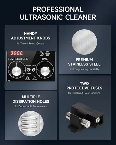 Vista 8 de CREWORKS Limpiador ultrasónico de 2 litros con Degas y modos suaves, máquina de limpieza ultrasónica de acero inoxidable de 60 W con calentador