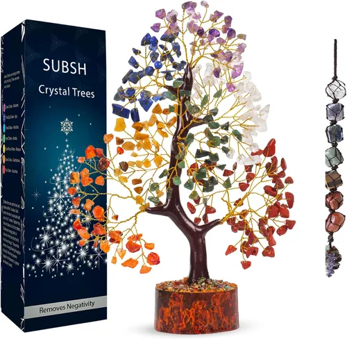 Vista 11 de Árbol de la vida de cristal amatista de 10-12 pulgadas con 2 colgantes de chakra – Bonsái de cristal sanador, árbol del dinero para energía