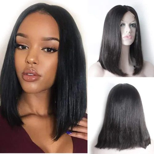 Vista 8 de Pelucas de cabello humano rizado rizado de 13 x 4 pulgadas con encaje frontal de oreja a oreja para mujeres, 1B, 8 pulgadas, corto, sin pegamento