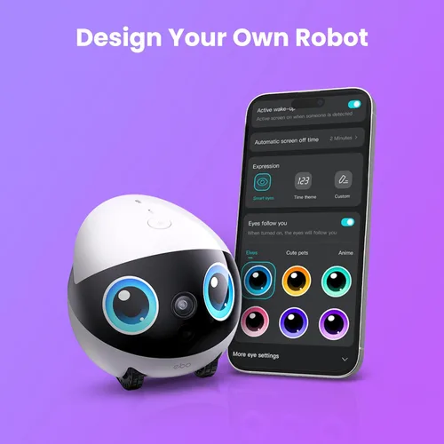 Vista 8 de Enabot EBO Air 2 Plus FamilyBot 3K Robot de Cámara para el Hogar: Cámara para Interior, Robot Acompañante Movilizable, Video de 2 Vías, Modo de Chat