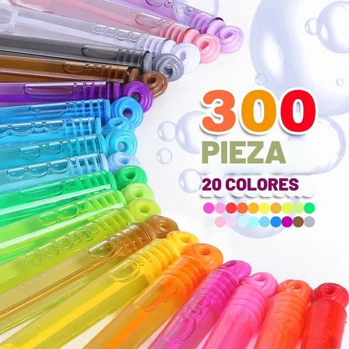 Vista 2 de Juguetes de regalo de fiesta de cumpleaños para niños, surtido de 300 piezas de 20 colores de mini varitas de burbujas, rellenos navideños