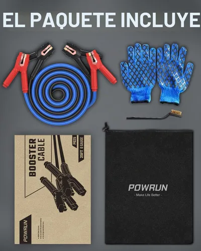 Vista 7 de Powrun Cables de puente P025 para batería de automóvil de 12/24 V, cables de refuerzo de servicio pesado de 1000 A con bolsa de transporte, kit