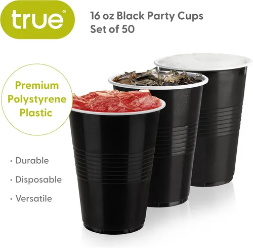Vista 2 de TRUE Vasos de plástico para cócteles, refrescos, café helado, té helado, pong de cerveza, vasos desechables para fiesta de cumpleaños, noches