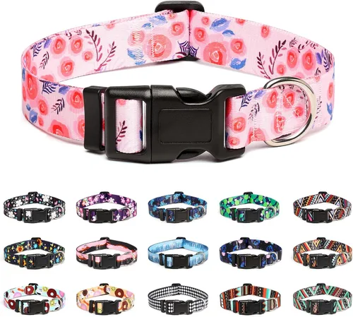 Vista 25 de Mercano - Collar ajustable para perro, patrones de diseño especial, collar de nailon suave cómodo y duradero para perros pequeños, medianos