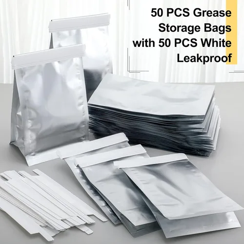 Vista 6 de Sadnyy - 50 bolsas de almacenamiento de grasa desechables para almacenamiento de tocino Hold Hot Liquids Oils for Grease Storage Container