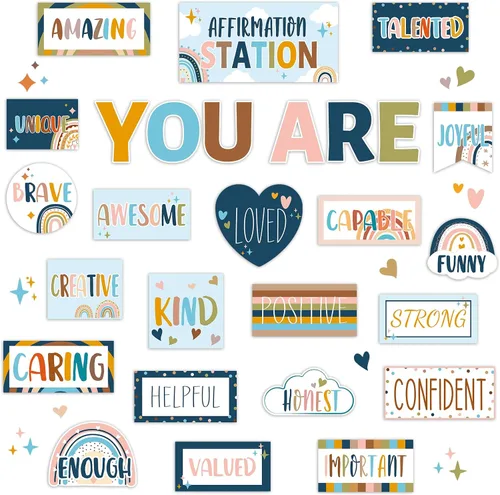 Vista 10 de Groovy Affirmation Station - Juego de tablones de anuncios para decoración de aula, estilo bohemio, retro, hippie, motivacionales, Groovy You Are