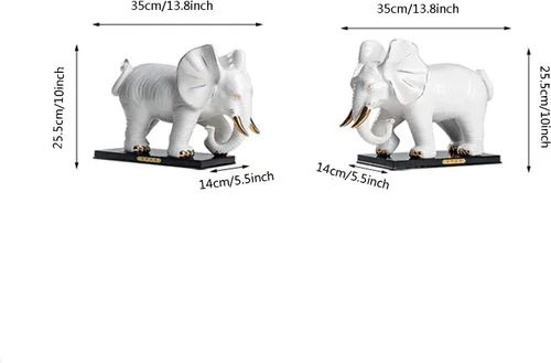 Vista 2 de Estatua china feng shui estatua de elefante de cerámica estatua de elefante Lucky Feng Shui Decoración Elefante Apertura Elefantes Animales Figurita