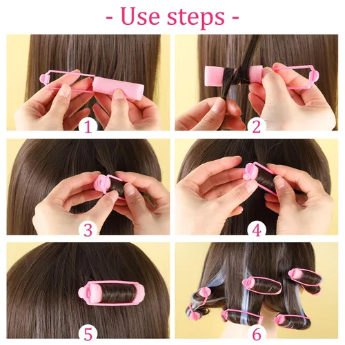 Vista 10 de 12 rodillos de esponja de espuma de 2.4 pulgadas, rizadores de pelo para dormir, rizador sin calor, peinados de Mardi Gras, color rosa