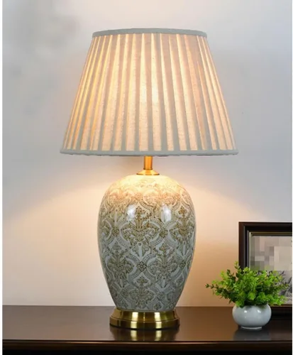 Vista 8 de Lamp for Desk Retro Ceramic Table Lamp Villa Living Room Large Side Table Corner Lamp Study Bedroom Bedside Lamp Desk Lamps for Home Office(Push