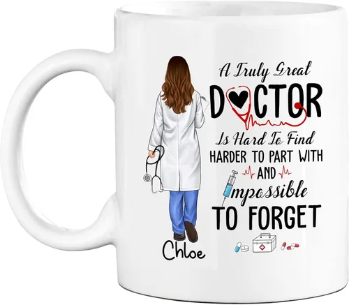 Vista 17 de Taza de café con nombre personalizado para médicos, taza de café personalizada para médicos, regalo para hombres, hombres, doctores, estetoscopio