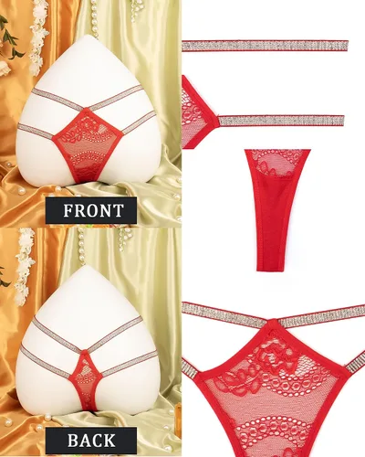 Vista 92 de Ropa interior con purpurina transpirable con encaje sexy para mujer