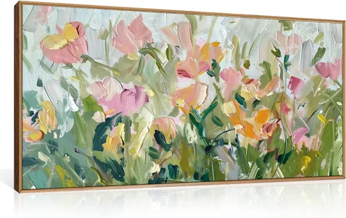 Vista 8 de CHDITB Juego de arte abstracto en lienzo enmarcado moderno para pared, ilustraciones contemporáneas para decoración del hogar, pintura de pared