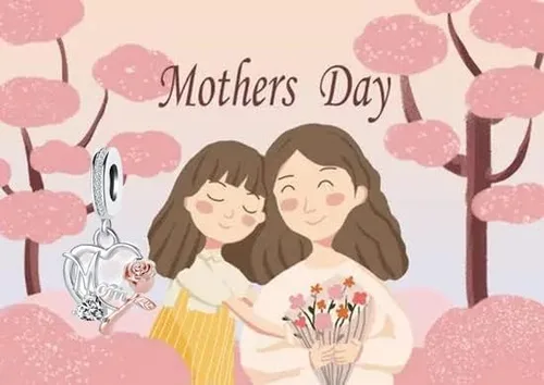 Vista 6 de MZC Jewelry Dije de mamá para pulseras Pandora para mujeres y niñas, oro rosa, flor de amor, corazón, colgante, cuentas de madre de hija, hijo