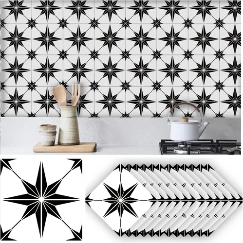 Vista 21 de Alwayspon 12 calcomanías mate para azulejos de pared, despegar y pegar, calcomanías de vinilo autoadhesivas para azulejos de cocina y baño, 6 x 6