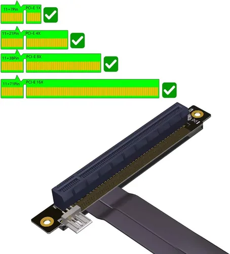 Vista 5 de HLT Cable de extensión M.2 NGFF NVMe Key M a PCIe 3.0 X16 (ranura PCI-E en ángulo recto de 90°)